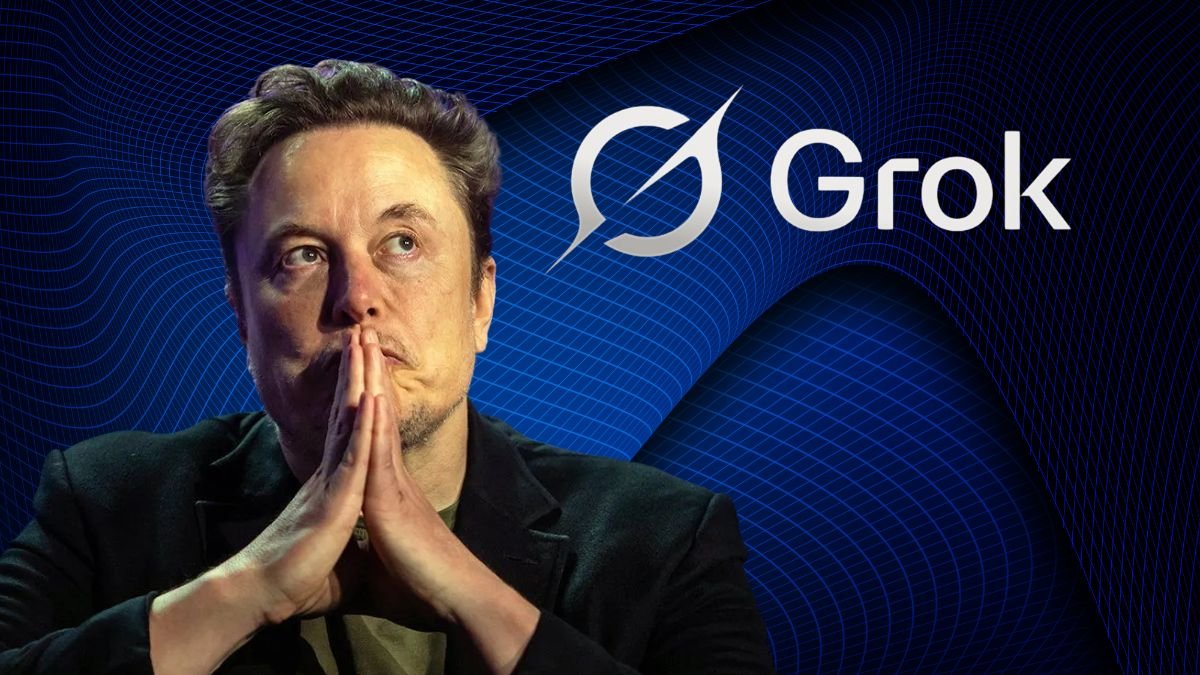 elon musk with grok logo